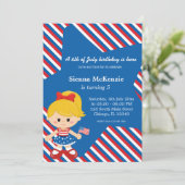 Vierde verjaardag van het meisje van juli kaart (Staand voorkant)