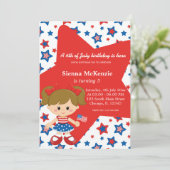 Vierde verjaardag van het meisje van juli kaart (Staand voorkant)