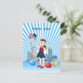 Vierde verjaardag van het meisje van juli met Amer Briefkaart (Staand voorkant)