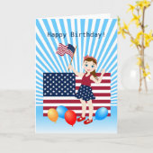 Vierde verjaardag van het meisje van juli met Amer Kaart (Gele Bloem)