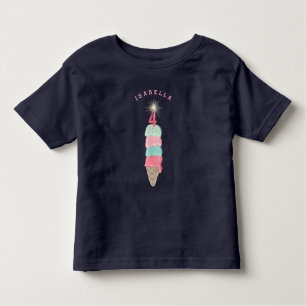 Vierde verjaardag van het roze ijsje kinder shirts