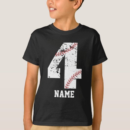 Vierde verjaardag van het shirt-honkbalfeest shirt (Voorkant)