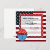 Vierde verjaardag van juli kaart (Voorkant / Achterkant)