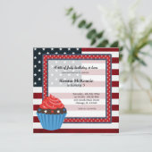 Vierde verjaardag van juli kaart (Staand voorkant)