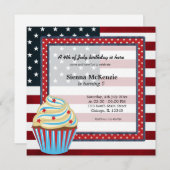 Vierde verjaardag van juli kaart (Voorkant / Achterkant)