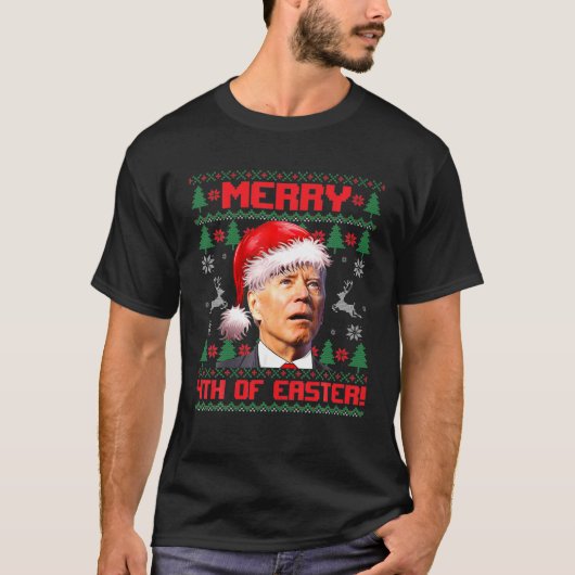 Vierde verjaardag van Pasen grappige Joe Biden-ker T-shirt (Voorkant)