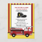 Vierde verjaardag van Red Yellow Striped Firevrach Briefkaart (Voorkant)