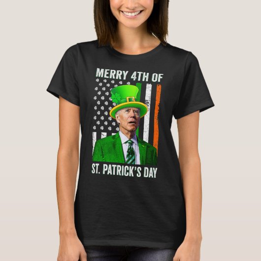 Vierde verjaardag van St Patrick's Day Joe Biden L T-shirt (Voorkant)