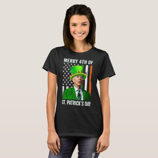 Vierde verjaardag van St Patrick's Day Joe Biden L T-shirt (Voorkant volledig)