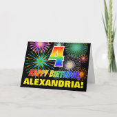 Vierde verjaardag: Vet, Fun, vuurwerk, regenboog 4 Kaart (Voorkant)