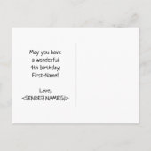 Vierde verjaardag: Vet, Vun, Eenvoudig, Regenboog Briefkaart (Achterkant)