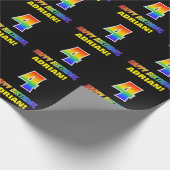 Vierde verjaardag: Vet, Vun, Eenvoudig, Regenboog  Cadeaupapier (Hoek)