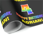 Vierde verjaardag: Vet, Vun, Eenvoudig, Regenboog  Cadeaupapier (Rol Hoek)