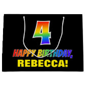 Vierde verjaardag: Vet, Vun, Eenvoudig, Regenboog Groot Cadeauzakje (Voorkant)