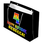 Vierde verjaardag: Vet, Vun, Eenvoudig, Regenboog Groot Cadeauzakje (Voorkant Gekanteld)