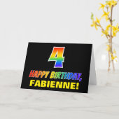 Vierde verjaardag: Vet, Vun, Eenvoudig, Regenboog  Kaart (Gele Bloem)