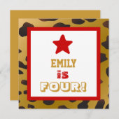 Vierde verjaardag Vier jaar oud meisje Gold Cheeta Kaart (Voorkant / Achterkant)