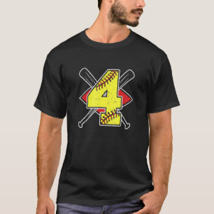 Vierde verjaardag vier jaar oude honkbal voor jong t-shirt
