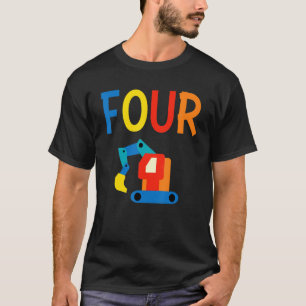 Vierde verjaardag vier jaar oude Jongen Constructi T-shirt