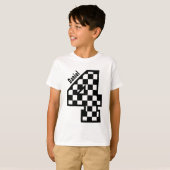 Vierde verjaardag, vier jaar zwart-wit t-shirt (Voorkant volledig)