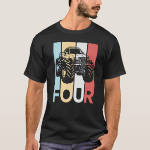 Vierde verjaardag Vier Monster Truck 4 jaar el T-shirt