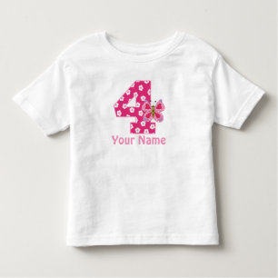 Vierde verjaardag vlinder meisjes gepersonaliseerd kinder shirts