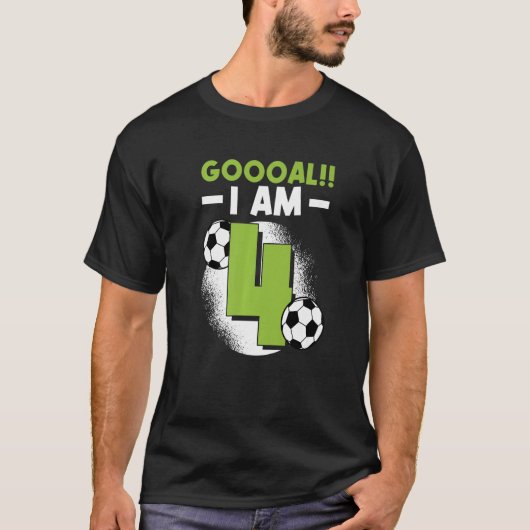 Vierde verjaardag Voetbal Voetbal Vierde jaar T-shirt (Voorkant)
