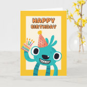 Vierde verjaardag voor kinderen met creatie kaart (Gele Bloem)