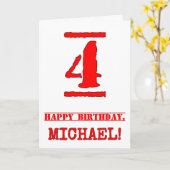 Vierde verjaardag: Vun, rode rubber stempel geïnsp Kaart (Gele Bloem)