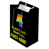 Vierde verjaardag: Vun, Vet, kleurrijk, Regenboog Medium Cadeauzakje (Voorkant Gekanteld)