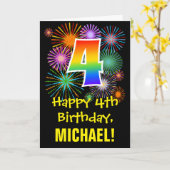 Vierde verjaardag: Vuurwapenpatroon flauwvallen +  Kaart (Gele Bloem)