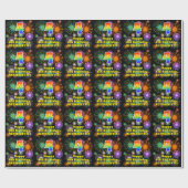 Vierde verjaardag: vuurwerk, regenboogblik # "4" cadeaupapier (Vlak)