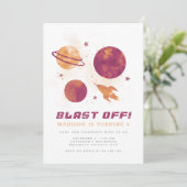 Vierde verjaardag Waterverf buitenruimtevaartuig Kaart (Staand voorkant)