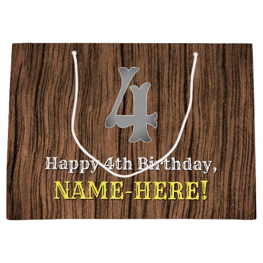 Vierde verjaardag: Western geïnspireerd land, naam Groot Cadeauzakje (Voorkant)