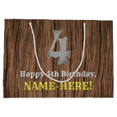 Vierde verjaardag: Western geïnspireerd land, naam Groot Cadeauzakje (Achterkant)