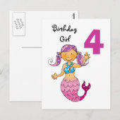 vierde verjaardagscadeau voor een meisje, schattig briefkaart (Voorkant / Achterkant)