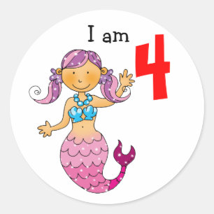 vierde verjaardagscadeau voor een meisje, schattig ronde sticker