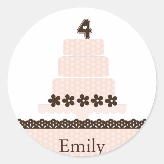 Vierde Verjaardagscupcake Topper/Sticker Ronde Sticker (Voorkant)