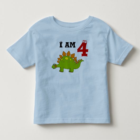 Vierde verjaardagsfeest cadeau, dinosaurus stegosa kinder shirts (Voorkant)