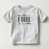 Vierde verjaardagstransportshirt kinder shirts (Voorkant)