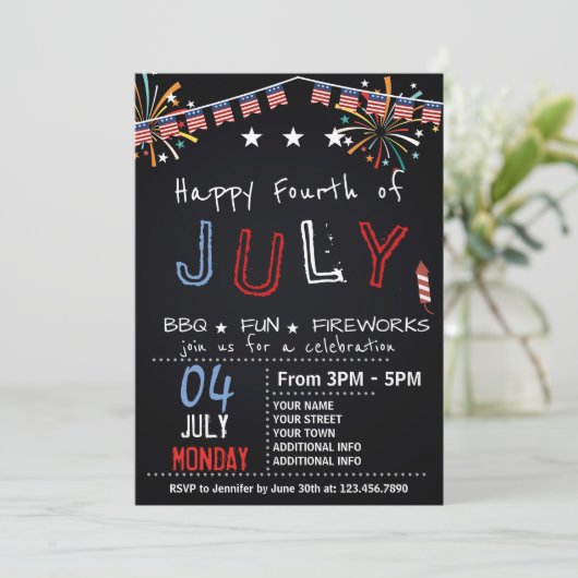 VIERDE VERZOEK VAN JULI BARBECUE PARTIJ KAART (Staand voorkant)