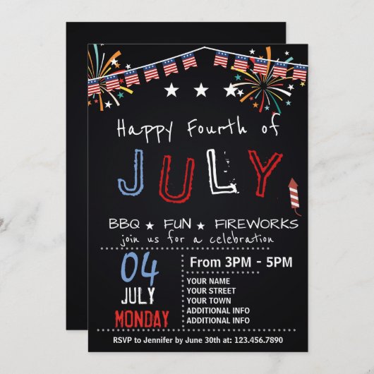 VIERDE VERZOEK VAN JULI BARBECUE PARTIJ KAART (Voorkant / Achterkant)