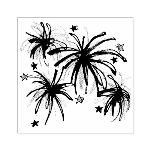 Vierde Vierde Patriottisch Fireworks Star Celebrat Rubberstempel (Afrduk)