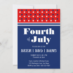 Vierde viering van juli BBQ Red White Blue Inv Kaart