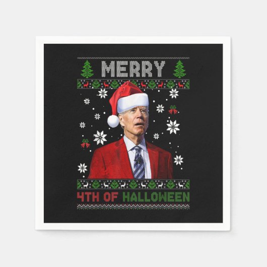 Vierde vrolijke kerst van Halloween Funny Biden Servet (Voorkant)
