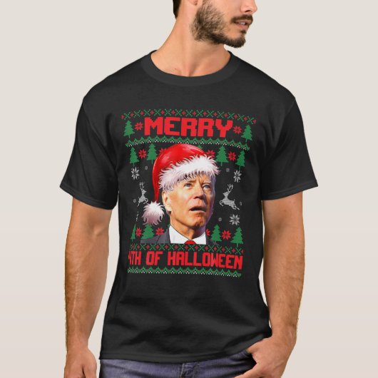 Vierde vrolijke kerstmis van Halloween Funny Biden T-shirt (Voorkant)