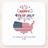 Vierde vuurwerk in juli: Red White Blue Flag Kartonnen Onderzetters (Voorkant)