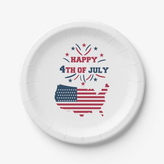 Vierde vuurwerk in juli: Red White Blue Flag Papieren Bordje (Voorkant)