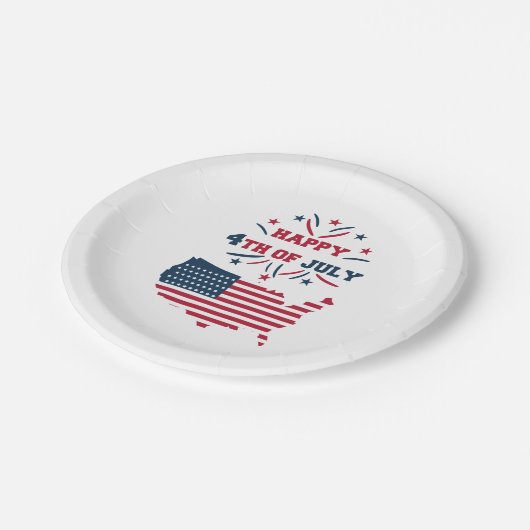 Vierde vuurwerk in juli: Red White Blue Flag Papieren Bordje (Gekanteld)