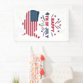 Vierde vuurwerk in juli: Red White Blue Flag Spandoek (Insitu)